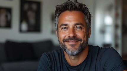 Obraz premium A Smiling Man with Graying Hair and a Beard