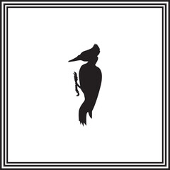 Woodpecker bird  icon isolated vector, silhouette of wildlife animal.