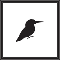 A cute kingfisher bird silhouette illustration