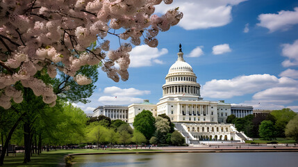 Vivid Display of Architectural Grandeur: The United States Capitol Building, Heart of Democracy