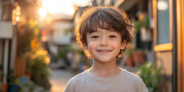 Portrait of an asian child looking at the camera