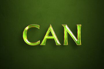 Gem jewel text effect of word Can on green background.	