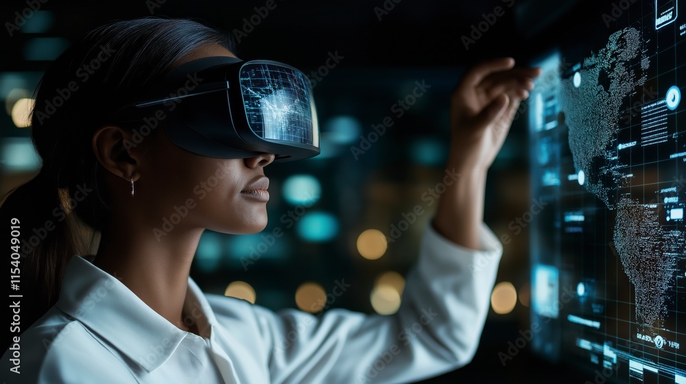 Aufkleber exploring innovative ideas with virtual reality: a savvy individual engaged in interactive technolog