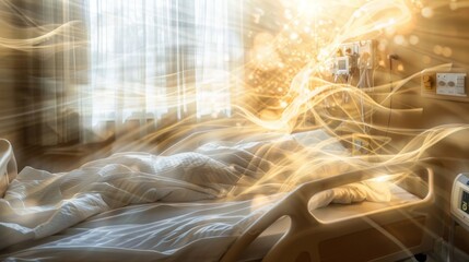 Peaceful patient resting in a sunlit hospital room.