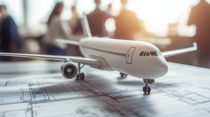 Airplane Model on Blueprint Aircraft Design, Engineering, and Aviation