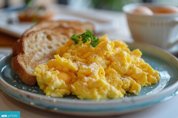 simple breakfast with eggs and toast on white plate