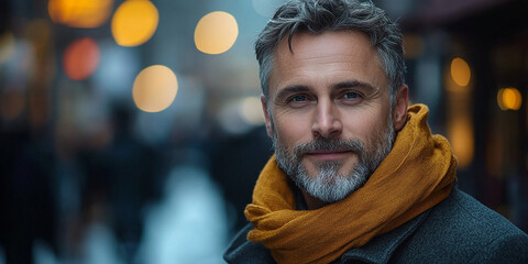 Fototapeta premium Portrait of an adult man on the street