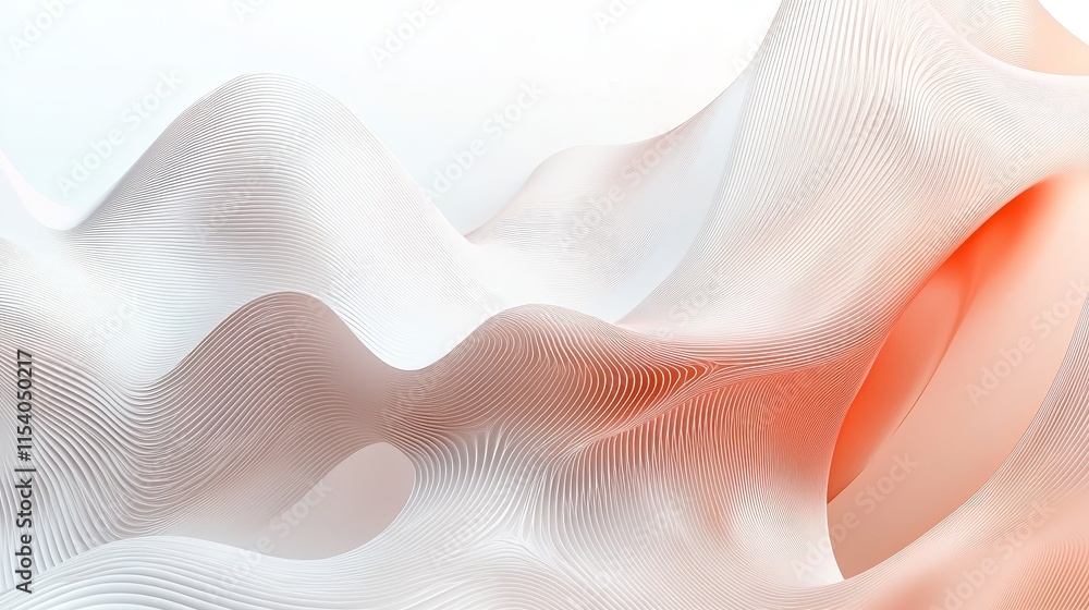 Poster abstract flowing shapes in soft hues of white and orange create a serene atmosphere in a modern desi