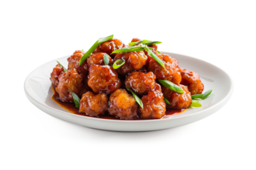 Gobi appetizer manchurian on plate on a transparent background