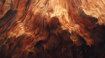 High-resolution image of polished redwood texture with intricate grain patterns, ideal for backgrounds, design projects, or flooring samples. Sequoia. Illustration