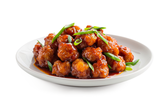 Gobi appetizer manchurian on plate on a transparent background
