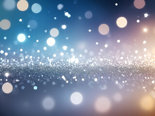 Abstract of Bright and sparkling bokeh background. silver and diamond dust bokeh blurred lighting...