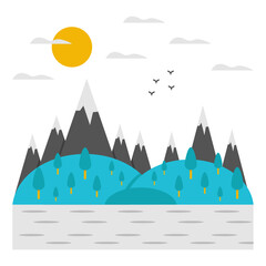 A unique design icon of mountains landscape
