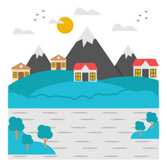 Naklejka premium Premium download icon of lake landscape