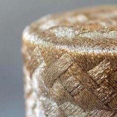 Obraz premium Close-up of woven, metallic gold textured fabric.