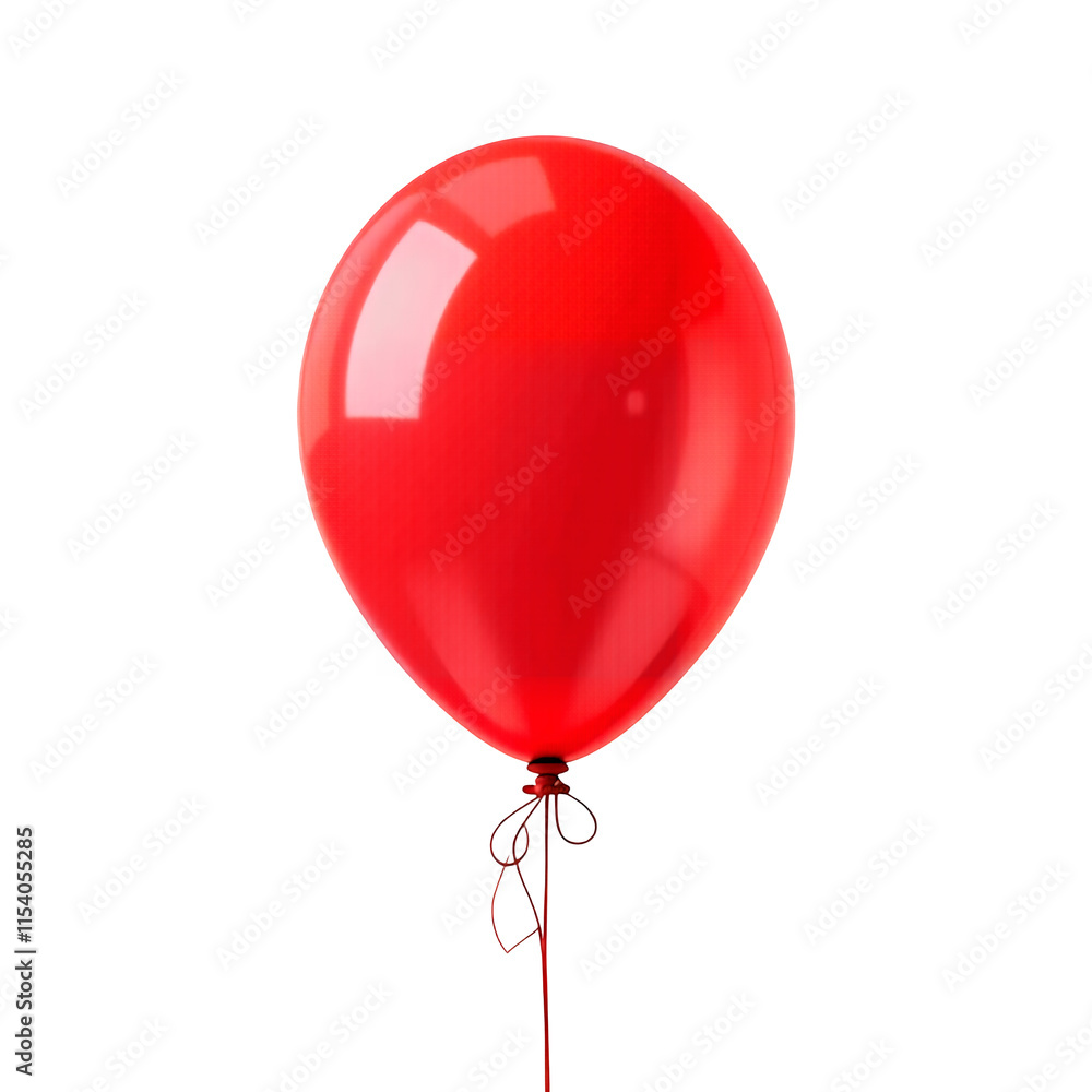 Poster single red balloon against simple design isolated on transparent background generative ai.