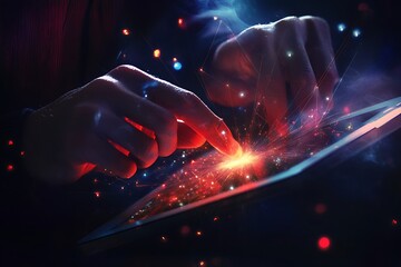 Businessman using tablet with network connection concept