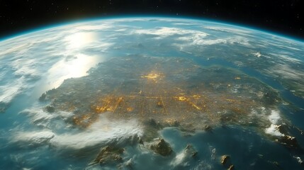 Fototapeta premium Earth's cityscape at night from space.