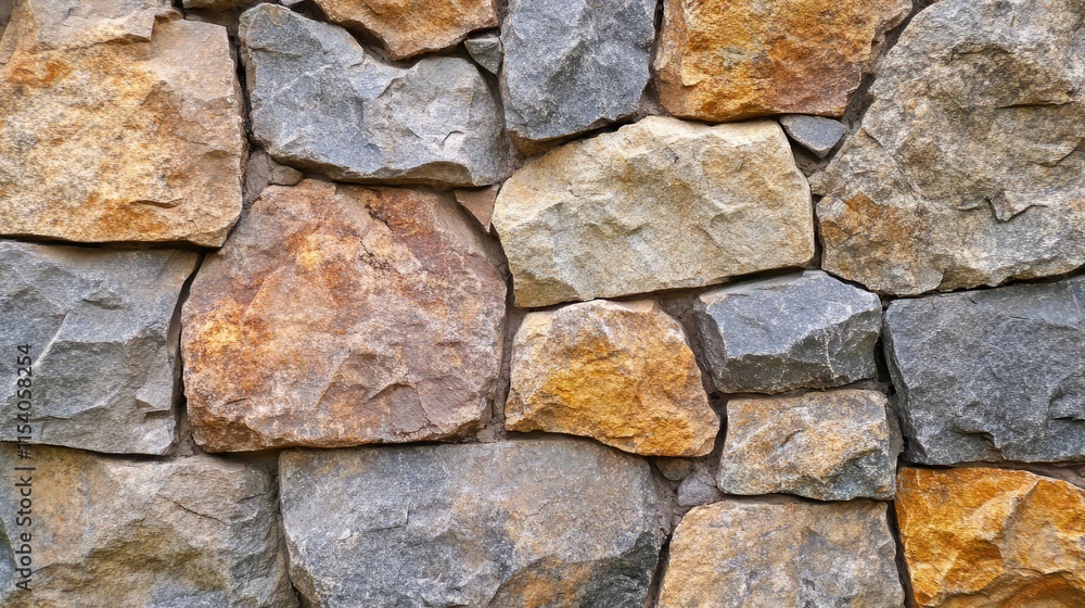 Poster natural rugged stone wall texture with varied colors for use as background in design projects or arc
