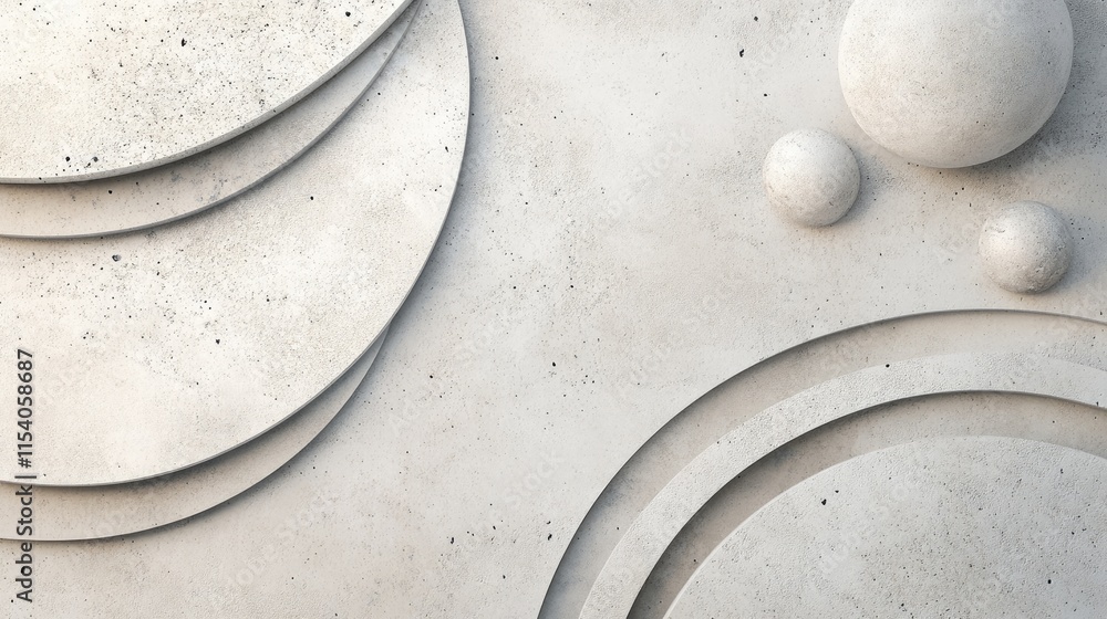 Poster abstract textured background featuring circular shapes in a smooth concrete style with subtle shadow