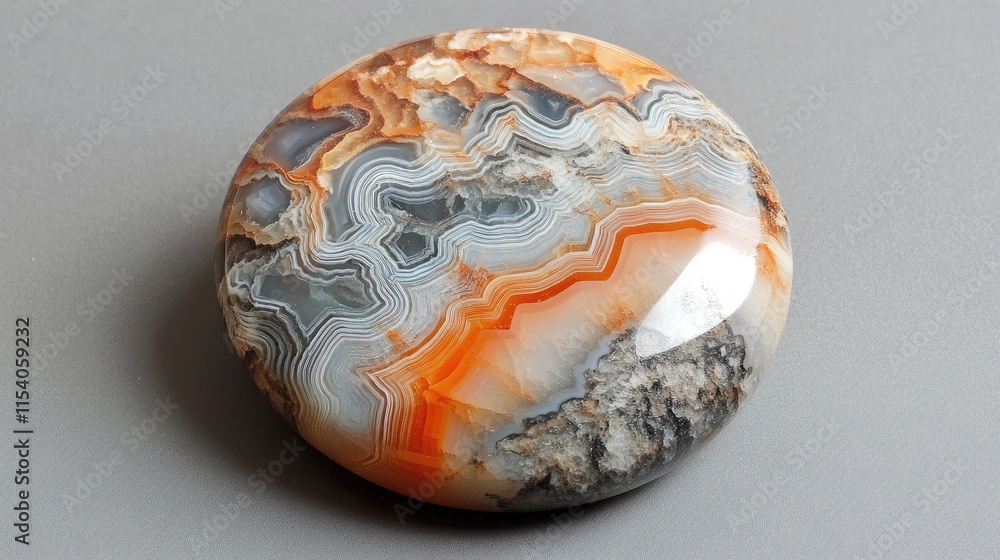 Poster round agate stone with intricate abstract patterns showcasing natural colors and textures for decora