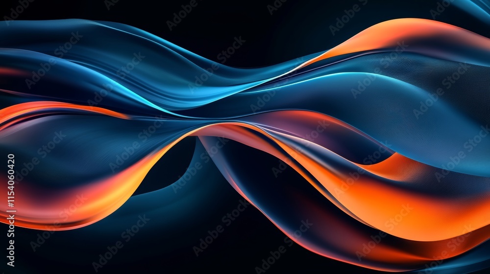 Poster flowing abstract waves in vibrant colors create a mesmerizing visual effect against a dark backgroun