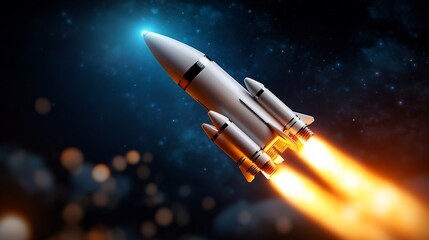 Fototapeta premium Futuristic Rocket Launching into the Cosmos: A Space Odyssey
