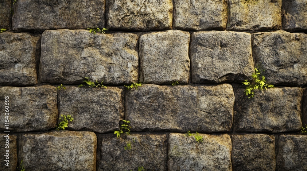 Poster textured rough cement wall with patches of greenery providing a rustic and aged atmosphere suitable 