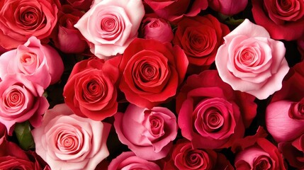 Obraz premium Vibrant assortment of blooming roses in various shades showcasing the beauty of garden flowers and their romantic appeal.