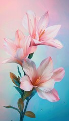 Naklejka premium Elegant Pink Lilies with Soft Background in Pastel Colors