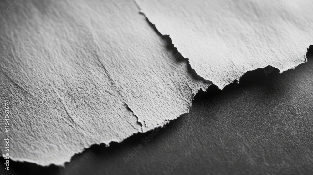 Poster textured grey paper background with torn edges and natural fibers creating a rustic and artistic aes