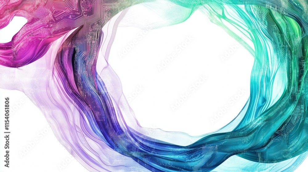 Poster Abstract Circular Design with 'AI' and Colorful Flowing Lines