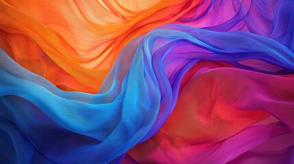 Obraz premium Vibrant Multicolored Flowing Fabric Drapery Abstract Background
