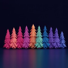 Colorful Paper Trees Against a Dark Background in Modern Design