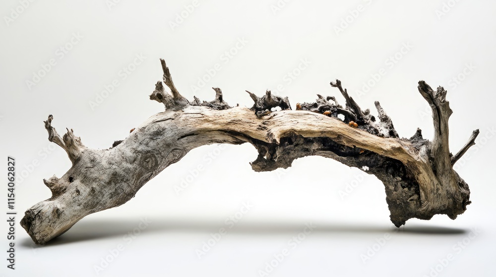 Poster decayed tree trunk showcasing distinct termite damage and natural textures in a minimalist setting