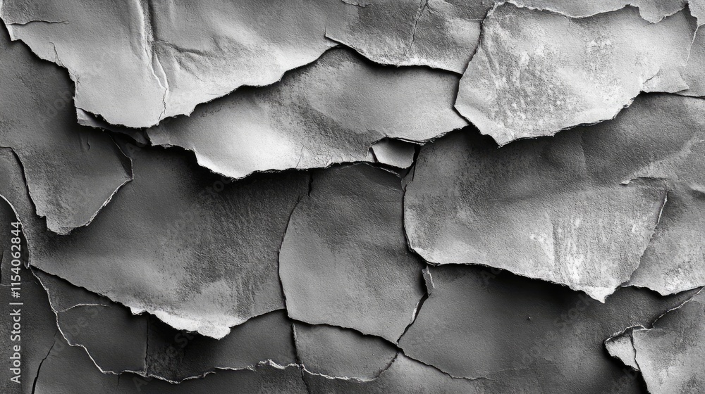 Poster textured grey paper surface with rough, torn edges creating a layered and aged appearance suitable f