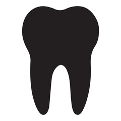 Black Silhouette of a Single Human Tooth Illustration