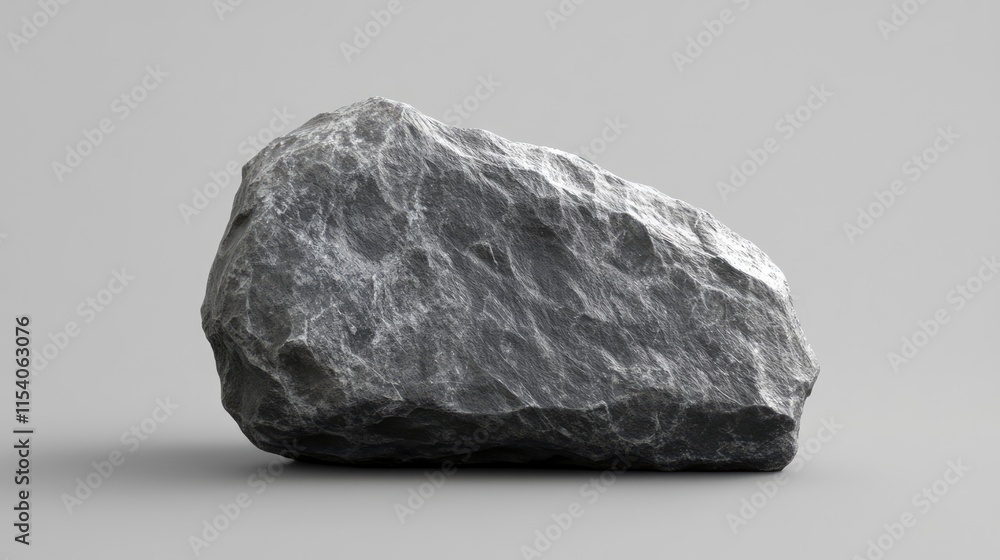 Poster textured gray stone boulder with a rough surface showcasing natural geological patterns and features
