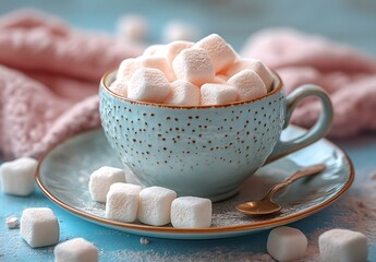 A Cup of Marshmallows on a Plate.
