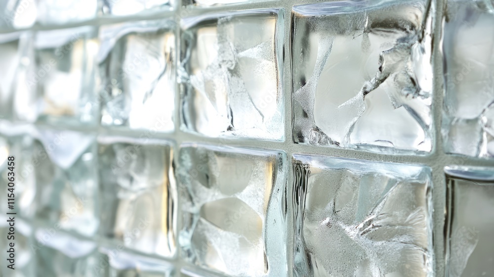 Poster textured glass block wall background with a clear and reflective quality showcasing a modern archite