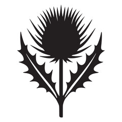 Bold Thistle Silhouette Illustration for Botanical or Heraldic Designs
