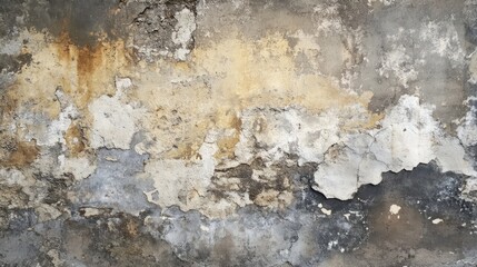 Obraz premium Weathered concrete wall texture with peeling paint and discoloration for industrial or grunge backgrounds in design projects.