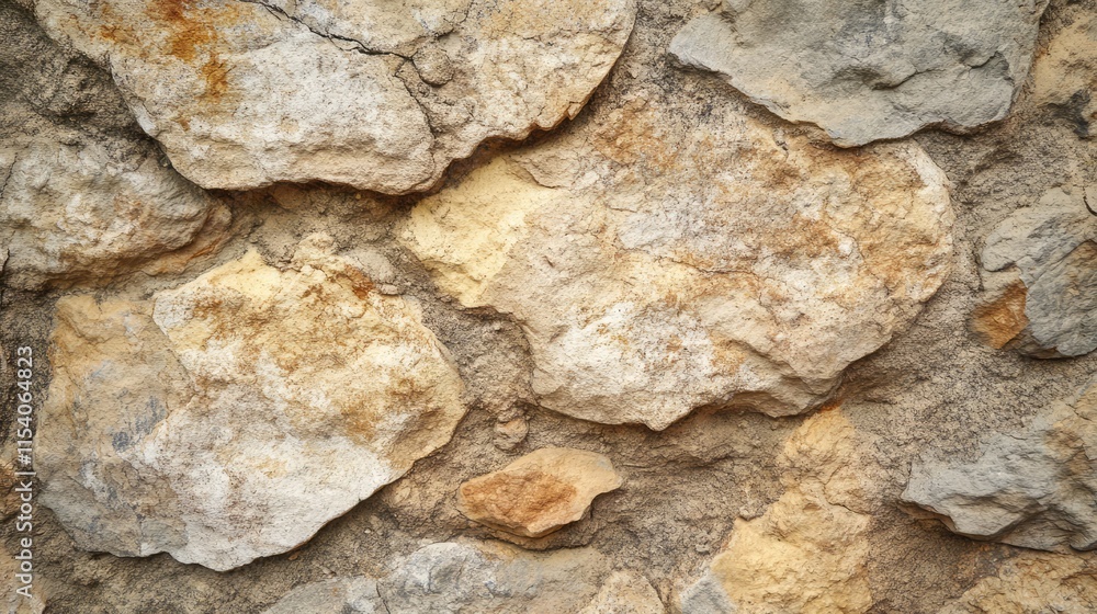 Aufkleber textured stone wall background with rough plaster and natural color variations for architectural and