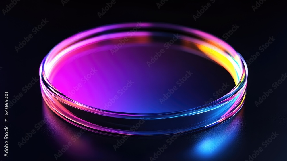 Poster multicolored round glass light reflection on a black background creating an abstract and vibrant vis