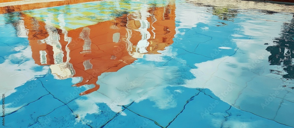 Aufkleber hotel pool reflection showcasing vibrant colors and intricate patterns on the water surface creating