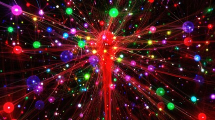 Fototapeta premium A vibrant abstract representation of interconnected particles and energy in space.