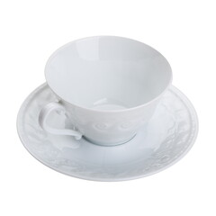 White porcelain tea cup on white background with clipping path, ready to cut out
