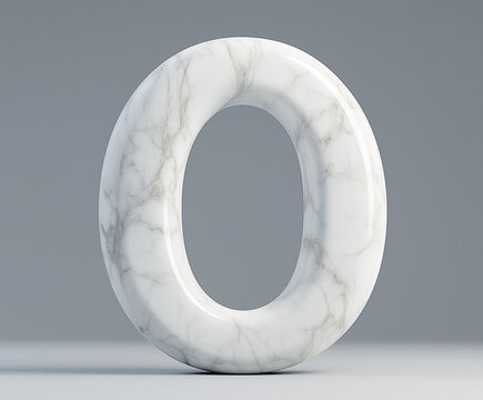 Elegante Marmorskulptur der Zahl 0 vor neutralem Hintergrund

