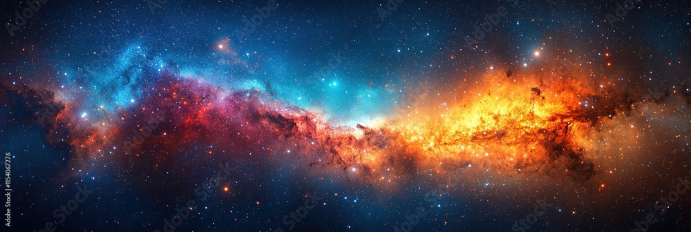 Poster cosmic nebula vibrant spectacle of celestial colors swirling gas clouds deep space