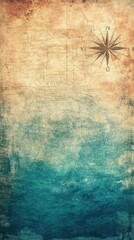 Aged Map Background With Vintage Compass Rose